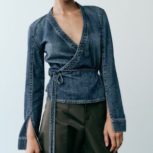 Zara TRF Denim Wrap Shirt